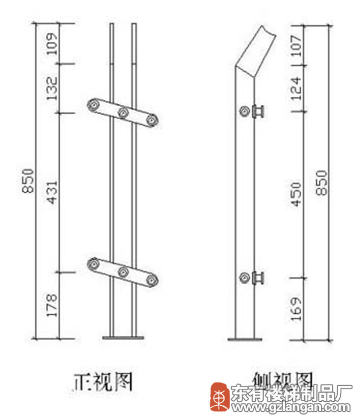 玻璃穿管不銹鋼工程立柱(DY-8112)CAD圖