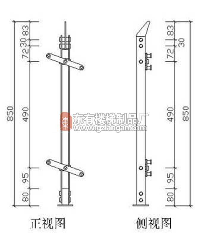 玻璃不銹鋼工程樓梯立柱(DY-8148)CAD圖